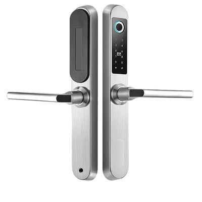 Smart Fingerprint Door Lock with Handle Touch Screen Keypad Deadbolt Password Code Lever Lock Waterproof Anti‑Theft Door Lock with Key, Card for Apartment Villa School Office