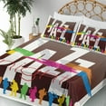 thumbnail image 3 of Ambesonne Music Fitted & Top Sheet Set with Shams, Jazz Musicians Retro Colorful, Multicolor, 3 of 5