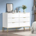 thumbnail image 4 of Eumyviv Commode Moderne avec Poignées Dorées, Commode de Rangement Mi-Siècle Moderne à 6 Tiroirs pour Chambre et Salon, Blanc H0122, 4 of 8