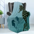 thumbnail image 4 of Animal Soft Flannel Fleece Throw Blanket, Seahorse Couple Underwater Creature Miss His Love Algae Art Illustration Print, Cozy Plush for Indoor and Outdoor Use, 70" x 90", Green Blue, by Ambesonne, 4 of 5