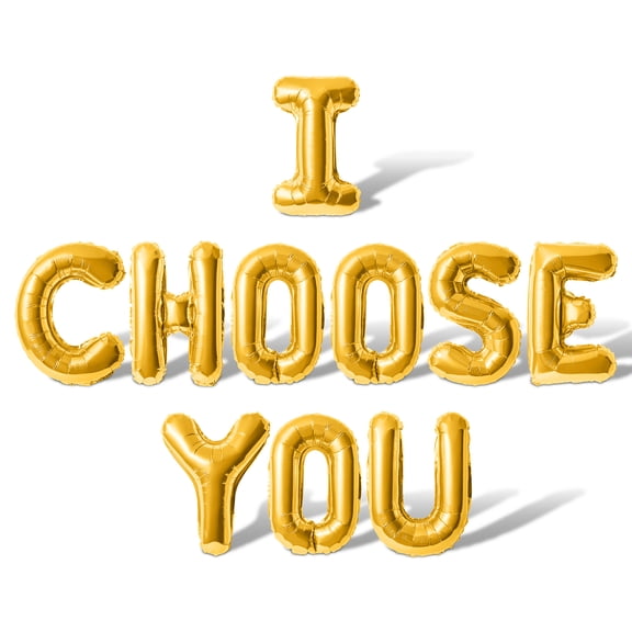 Letter Balloons - I CHOOSE YOU 16" Inch Alphabet Letters Foil Mylar Balloon Engagement Party Banner (Gold)