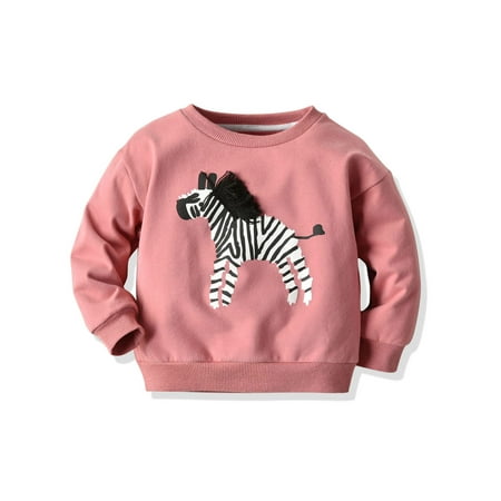 

Sunisery Infant Baby Girls Boys Zebra Long Sleeve Pullover Loose Cartoon Sweater Shirt Pink 4T
