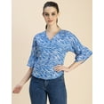 thumbnail image 2 of Moomaya Short Sleeve V Neck Printed Cotton Top - Women's Casual Cotton Top, 2 of 9