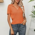thumbnail image 6 of Fesfesfes Sweatshirt for Women Fashion Casual Women Short Sleeve Camisole Solid Turndown Neck Ladies Tops Slim Vest Womens Tshirts Graphic 8(L), 6 of 8