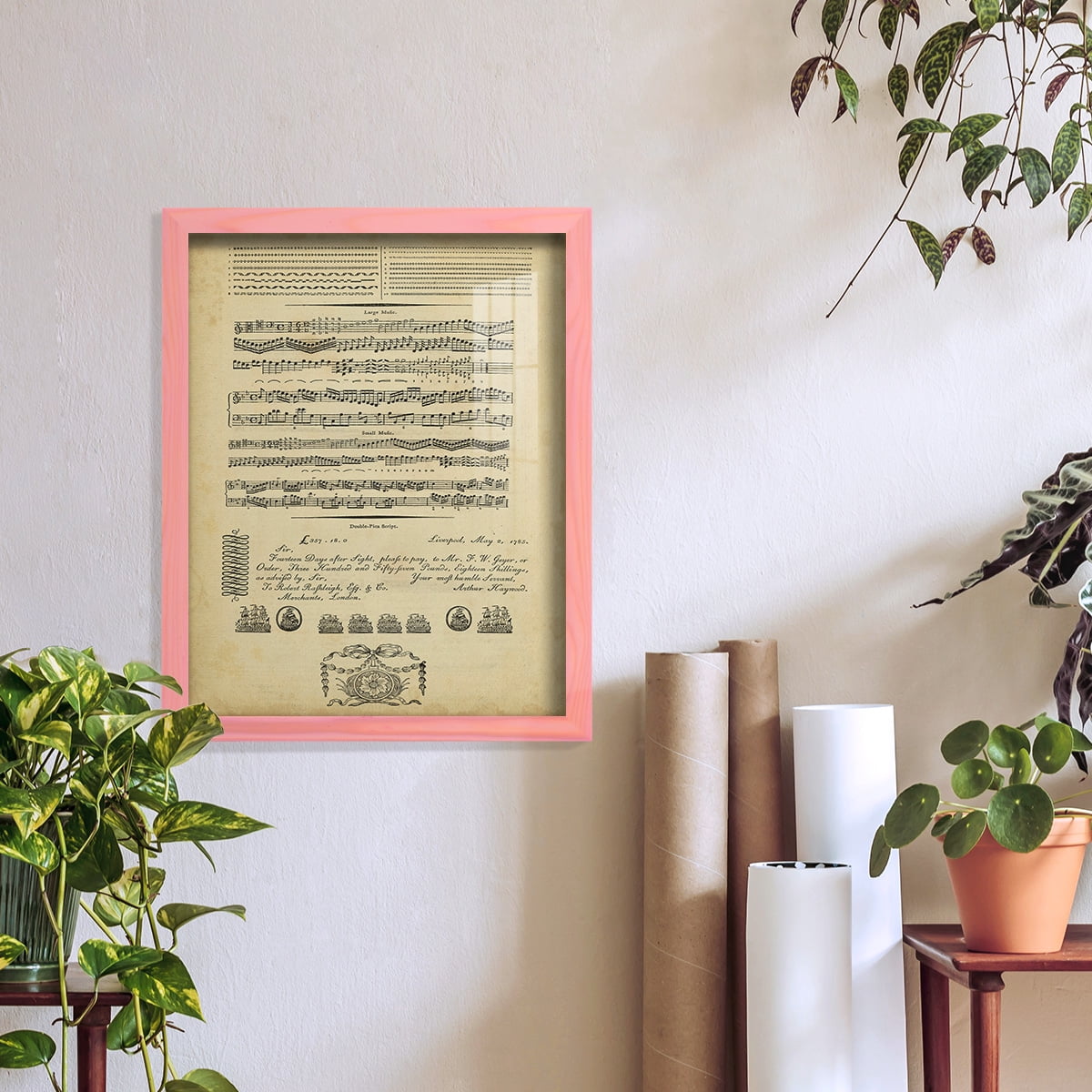 Deckled Encyclopediae V (AS) -Framed Print w/glass-Sunset Pink