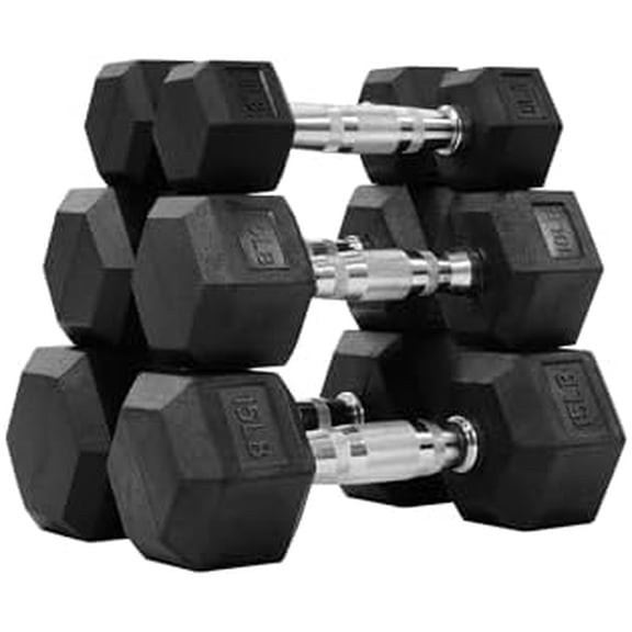 Rubber Encased Hex Dumbbell Set Contoured Handle for Muscle Toning, Strength Building & Full Body Workout, 60LB, 100LB, 150LB and 550LB Set