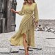 thumbnail image 2 of Vestido de manga larga con escote en V y vendaje en la espalda con estampado floral de primavera y otoño para mujer Fridja NMB4492, 2 of 9