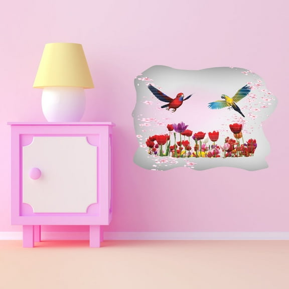 Watercolor Decal Living Room Wall Decal for Family Vinyl Cherry Blossom Floral Art Design Cute Themed Room Décor - Size: 10 In x 7 In