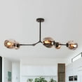 thumbnail image 2 of Adjustable Smoke Grey Glass Shades Chandelier Globes Pendant,5 Light, 2 of 7