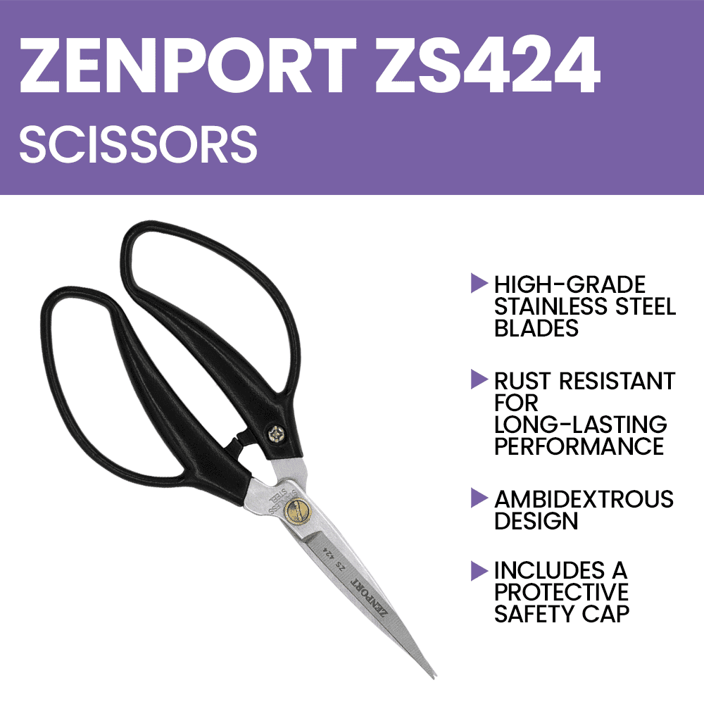 Zenport ZS424 Professional Scissors, 5.9-Inch, 2 Inch Stainless Steel Blades, Black - 3 Pack