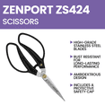 thumbnail image 4 of Zenport ZS424 Professional Scissors, 5.9-Inch, 2 Inch Stainless Steel Blades, Black, 4 of 5