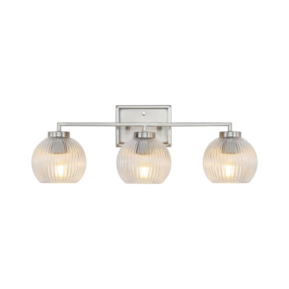 Yep by Golden Lighting Elliott 3-light Vanity in Pewter and Clear Ribbed Glass