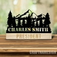 thumbnail image 2 of Craftnamesign Custom Wooden Hiking Desk Name Plate, Mountain Forest Adventure Hiker Metal Nameplate, 2 of 5