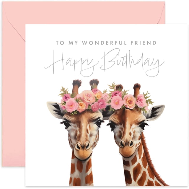 Tarjeta de cumpleaños Old English Co. Jirafa divertida para amiga femenina