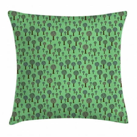 38 Inch Sage - Geometric Forest Throw Pillow Cushion Cover, Abstract Shapes Minimalist Forest on Green Tone Backdrop, Decorative Square Accent Pillow Case, 16 X 16 Inches, Sage Green Brown Dark Green, by Ambesonne