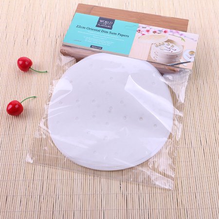 TureClos 100PCS 9 Inch Food Graded Perforated Steamer Paper Liners Round Disposable Non Stick Mat Baking Cooking