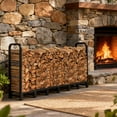thumbnail image 3 of 8 Ft Metal Firewood Rack, Adjustable Fire Wood Rack with 2 Lock Rings, Indoor Outdoor Log Holder, Heavy Duty Firewood Holder, Holds Up to 660 LB, 3 of 8