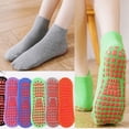 thumbnail image 3 of 1 Pair Trampoline Socks Anti-skid Silicone Grip Bottom Great Friction Solid Color High Elasticity Sweat Absorption Adult Home Yoga Socks Floor Socks, 3 of 8