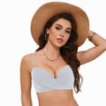 thumbnail image 6 of HCNTES V Shaped Bikini Tops for Women - Padded Bathing Suit V Back Wide Straps Swim Bra Swimsuit(White,M), 6 of 9