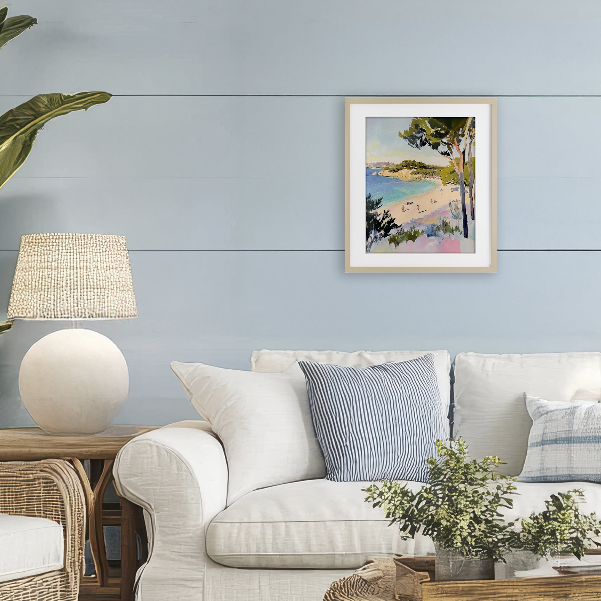 Stupell Industries Amalfi Coast Beach Escape Birch Framed Print Under Glass, design by The Prints Vibe