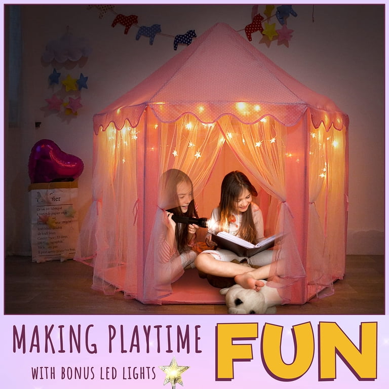 KiddiTouch Princess Castle Tent with LED Star Lights photo 4