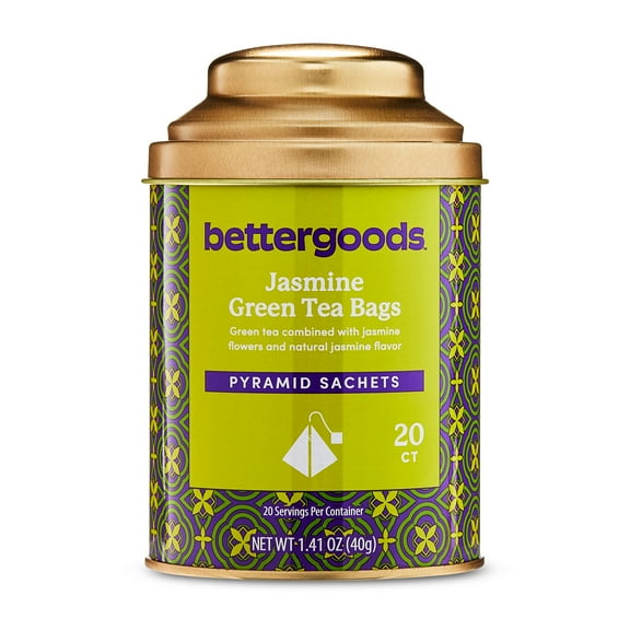bettergoods Jasmine Green Tea Bags, 1.41 oz, 20 Pyramid Sachets