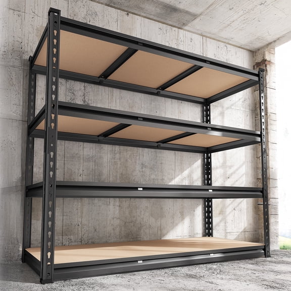 melmine 2550LBS Heavy Duty Metal Shelving Adjustable Garage Storage Industrial Shelf, 47.9"W x 24"D x 60.2"H, Black