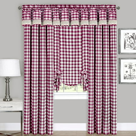 Lilac Gingham Liner - Assorted Checkered Plaid Gingham Kitchen Window Curtain Tier & Valance