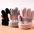 thumbnail image 1 of Guantes de bebé de otoño e invierno para niños de guardería, bonitos guantes de punto cálidos con rayas para los dedos, 1 of 5