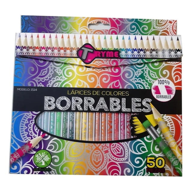 Colores Tryme Borrables 50 Piezas Ideal Para Escuela