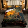 thumbnail image 2 of Dinosaurs Comforter Set 3D Realistic Dinosaur Queen Bedding Sets,Sunset Jungle Quilt Prehistoric Dino Duvet Insert,Volcanic Dinosaurios Room Decor, 2 of 6