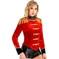thumbnail image 4 of iiniim Women's Ringmaster Costume Velvet Showman Cosplay Tassel Victorian Jacket Stage Shows Red S, 4 of 7