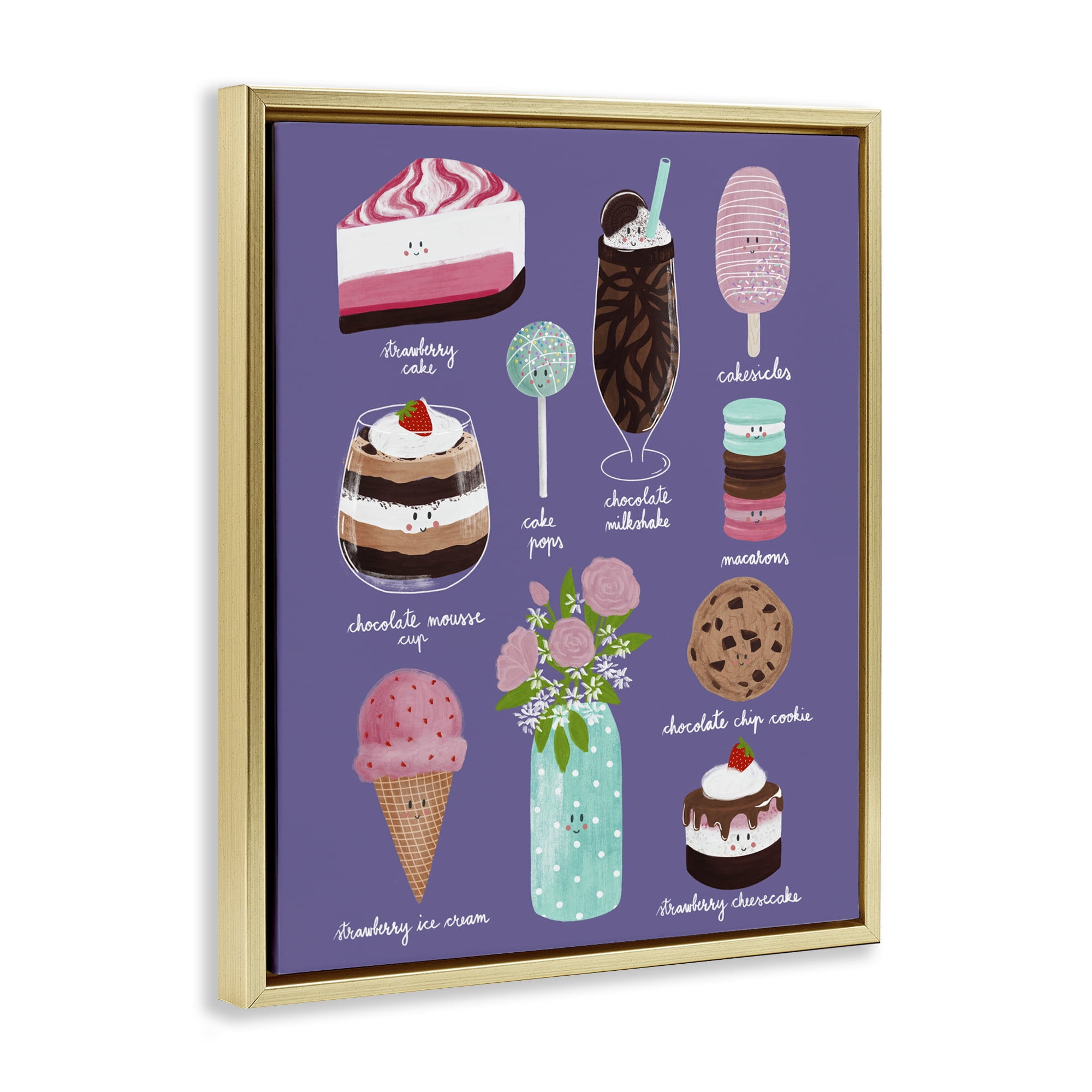 Stupell Industries Decadent Desserts & Flowers Gold Framed Floater Canvas Wall Art, design by Metka Hiti