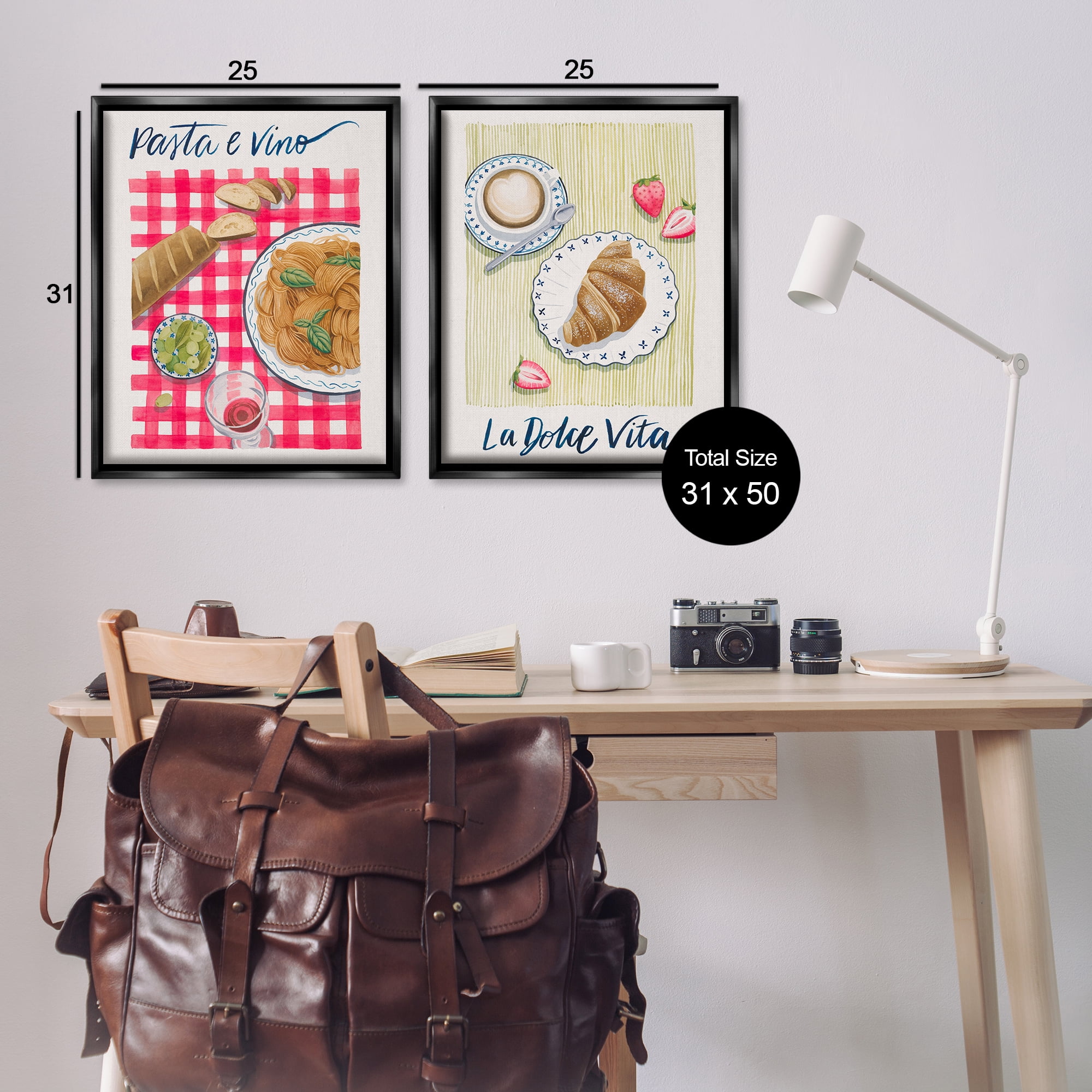 Stupell Industries Picnic Lunch & Brunch Meals Food & Beverage Painting Black Floater Framed Canvas Art Print Wall Art, 31 x 25, Set of 2