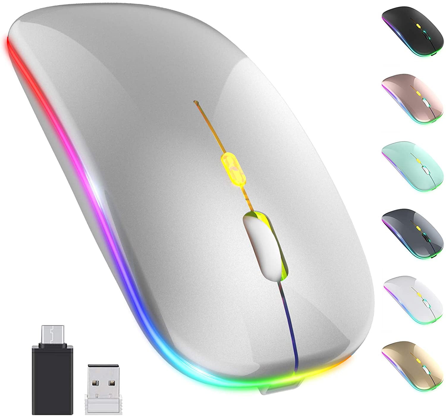 Purple PC Ship from USA Laptop Portable Mobile Optical Mice for Notebook Wireless Optical Mouse,SIN+MON 2.4 GHz Cute Mini Slim Wireless Mouse with Nano Receiver Less Noise Computer