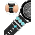 thumbnail image 5 of TOYOUTHS Flower Engraved Bands Compatible with Samsung Galaxy Watch 6/5/4 Bracelet with Decorative Charms, 20mm Silicone Strap with Ring Loops for Watch 5 Pro/Watch 6 Classic/Active 2 (with Band), 5 of 7