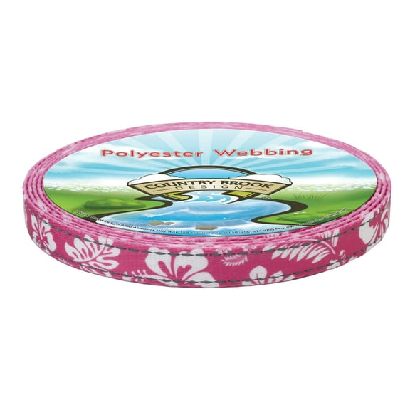 Country Brook Design - Pink Hawaiian Reflective Polyester Webbing (5/8 Inch, 5 Yards)