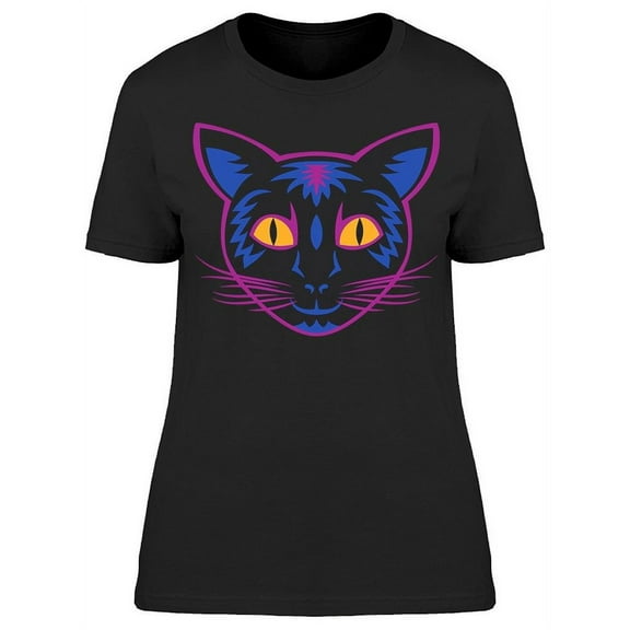 Acid Like Cat Face Blue Pink T-Shirt Women -Image by Shutterstock, Female Medium