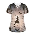 thumbnail image 4 of Tops Cortos para las Mujeres, Halloween Impreso en Cuello en V con Bolsillo, Moda Casual Manga Corta, 4 of 5