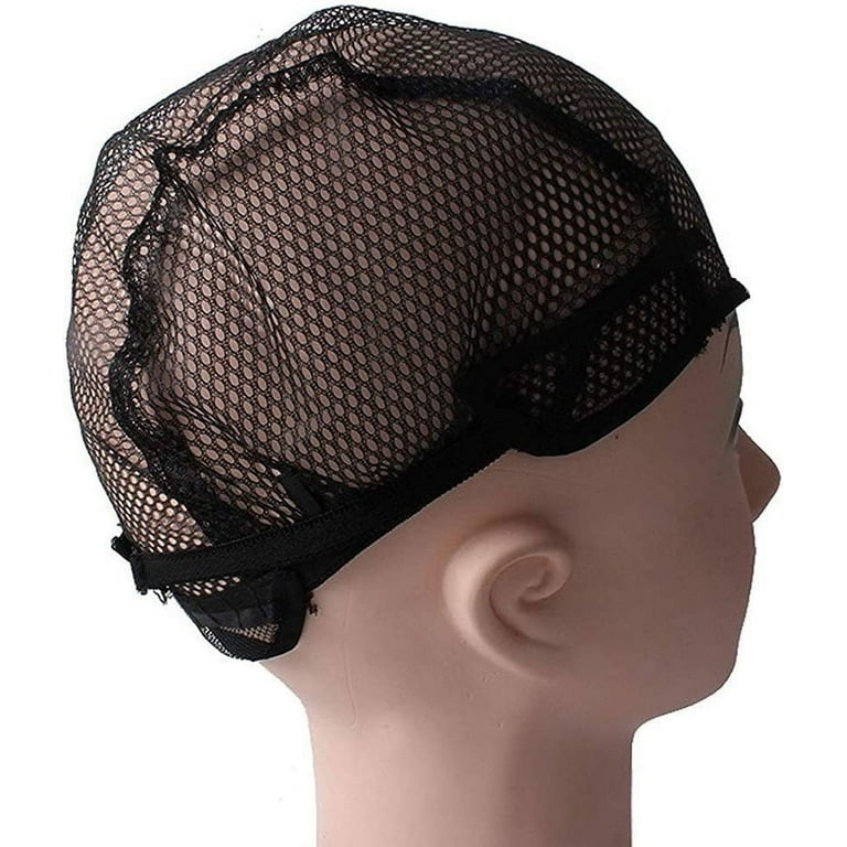 2PC Fixed Net Wig Caps Mesh Head Cover for Making Wigs Hair Weaving Stretch  Adjustable Wig Net Cap (Black) Gift