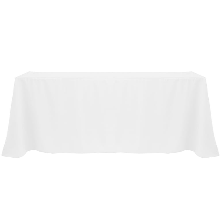 Ultimate Textile Polyester Linen Tablecloth White 108 X 132 Inch Rectangle With Rounded Corners 3 Pack Com