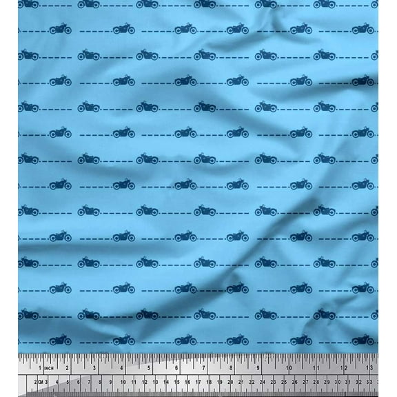 Soimoi Cotton Duck Fabric Path & Bike Shirting Print Fabric by Yard 42 Inch Wide