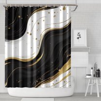 Black White Gold Marble Pattern Shower Curtain 84"x72" ,Bathroom Decorative Shower Curtains Set with 12 Hooks,Modern Waterproof Washable Shower Curtain