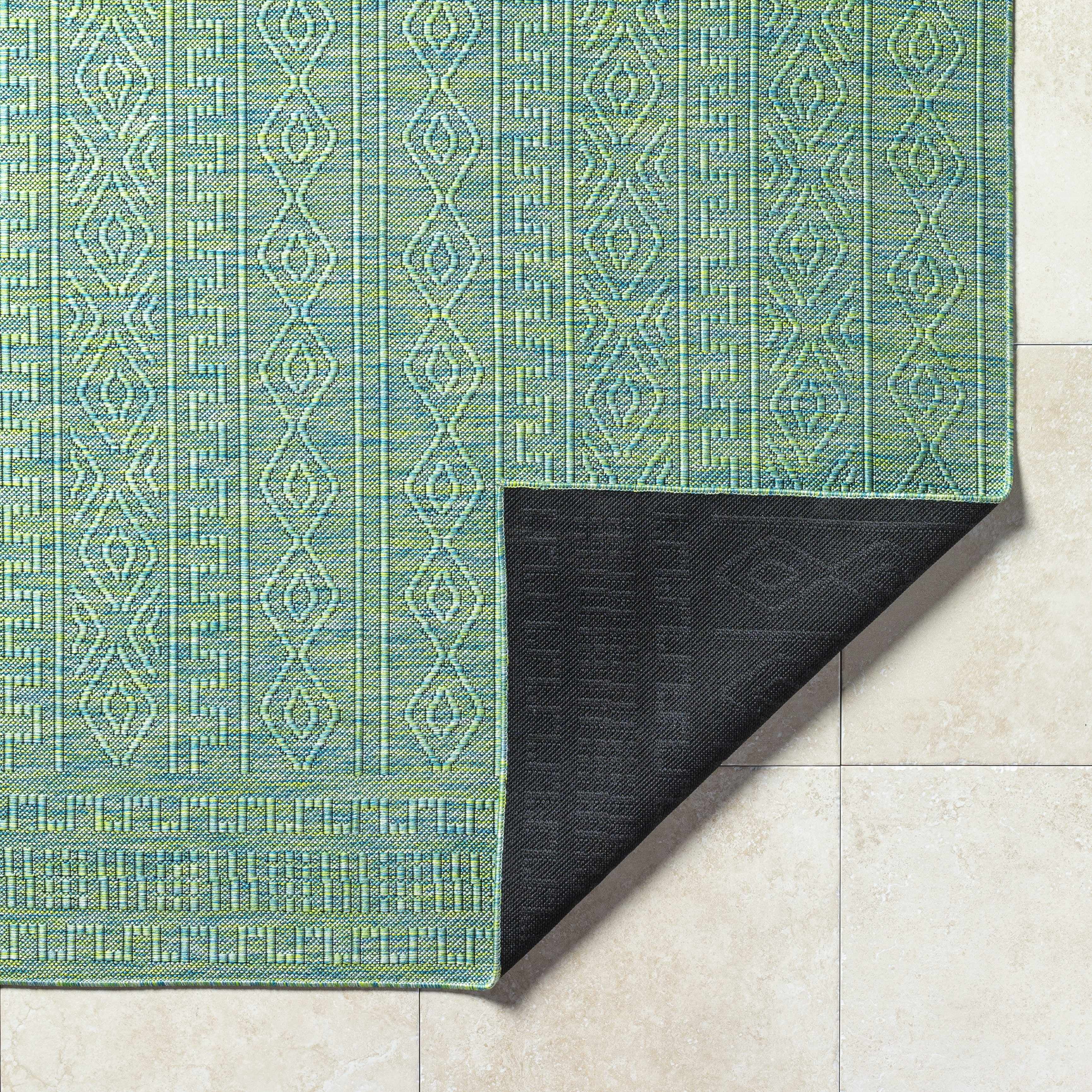 Hauteloom Nuela Living Room, Bedroom Patio Outdoor Area Rug - Bohemian, Transitional - Green - 9'2" x 12'