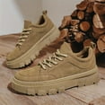 thumbnail image 3 of Men'S Chunky Platform Sneakers - Beige Low-Top Lace-Up Round Toe Casual Shoes with Thick Rubber Sole, All-Season Versatile Comfortable Casual Attire, Durable Synthetic Upper & Cushioned Insole, Trend, 3 of 7
