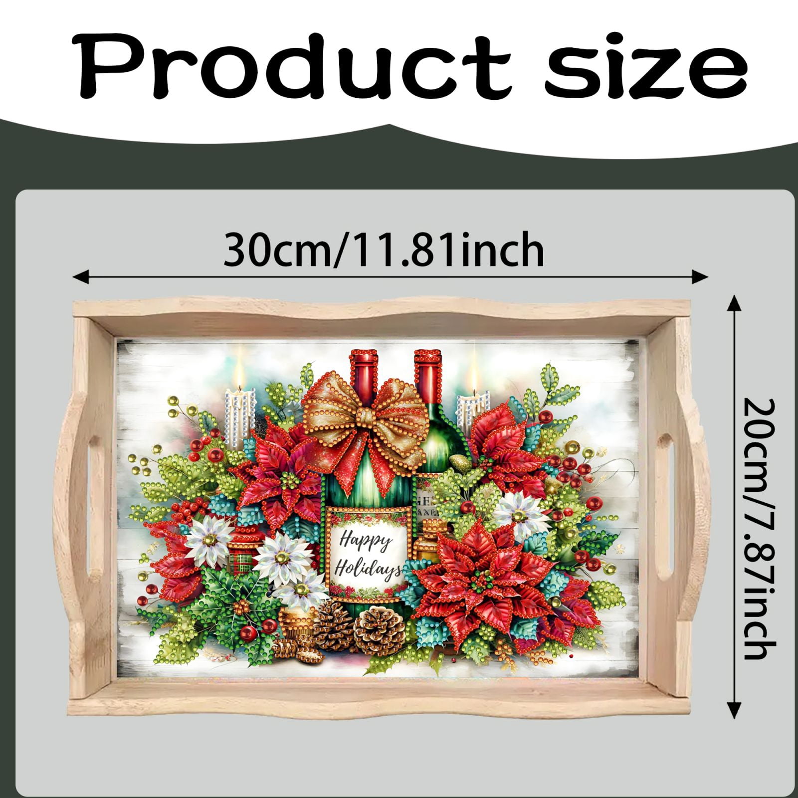 FLOPESN 2Pcs DIY Diamond Art Painting Wooden Tray,Creative Design Handmade Dinner Plate Partial Diamond Art for Coffee Living Room Home Organizer
