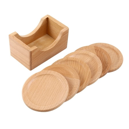 

Coffee Cup Wooden Coaster Beech Round Insulation Pad Solid Wood Small Cup Coaster Knit Tablecloth