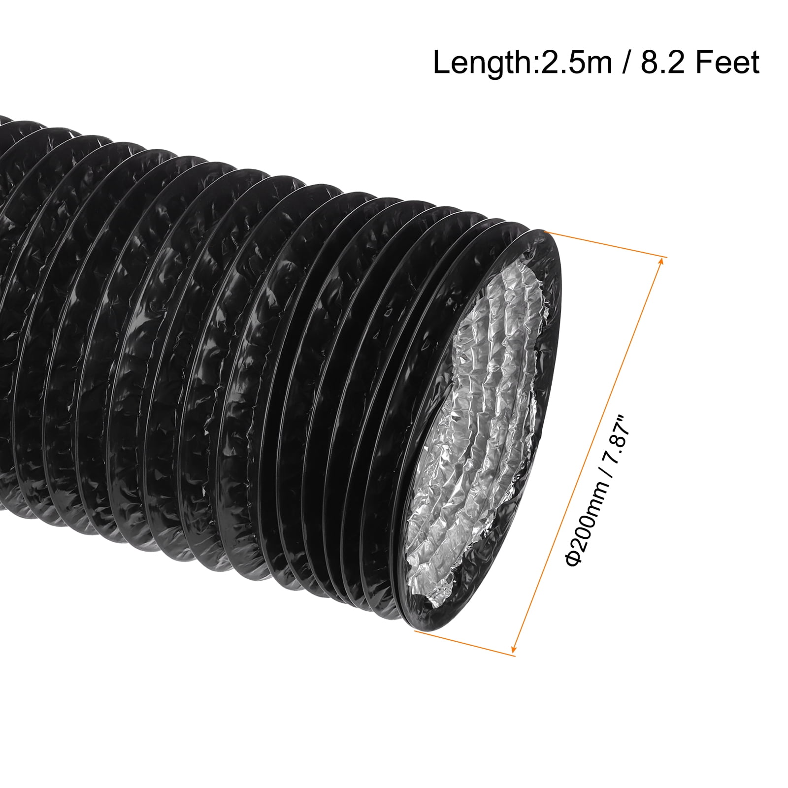 Uxcell Dryer Vent Hose 0.8 inch 8 Ft Air Ducting for Heating Cooling Ventilation and Exhaust with 2 Clamps, Black