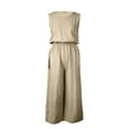 thumbnail image 4 of DYMADE Women Cotton Linen Tank Sleeveless Jumpsuit Summer Thin Wide Straight Leg Boilersuit, 4 of 4
