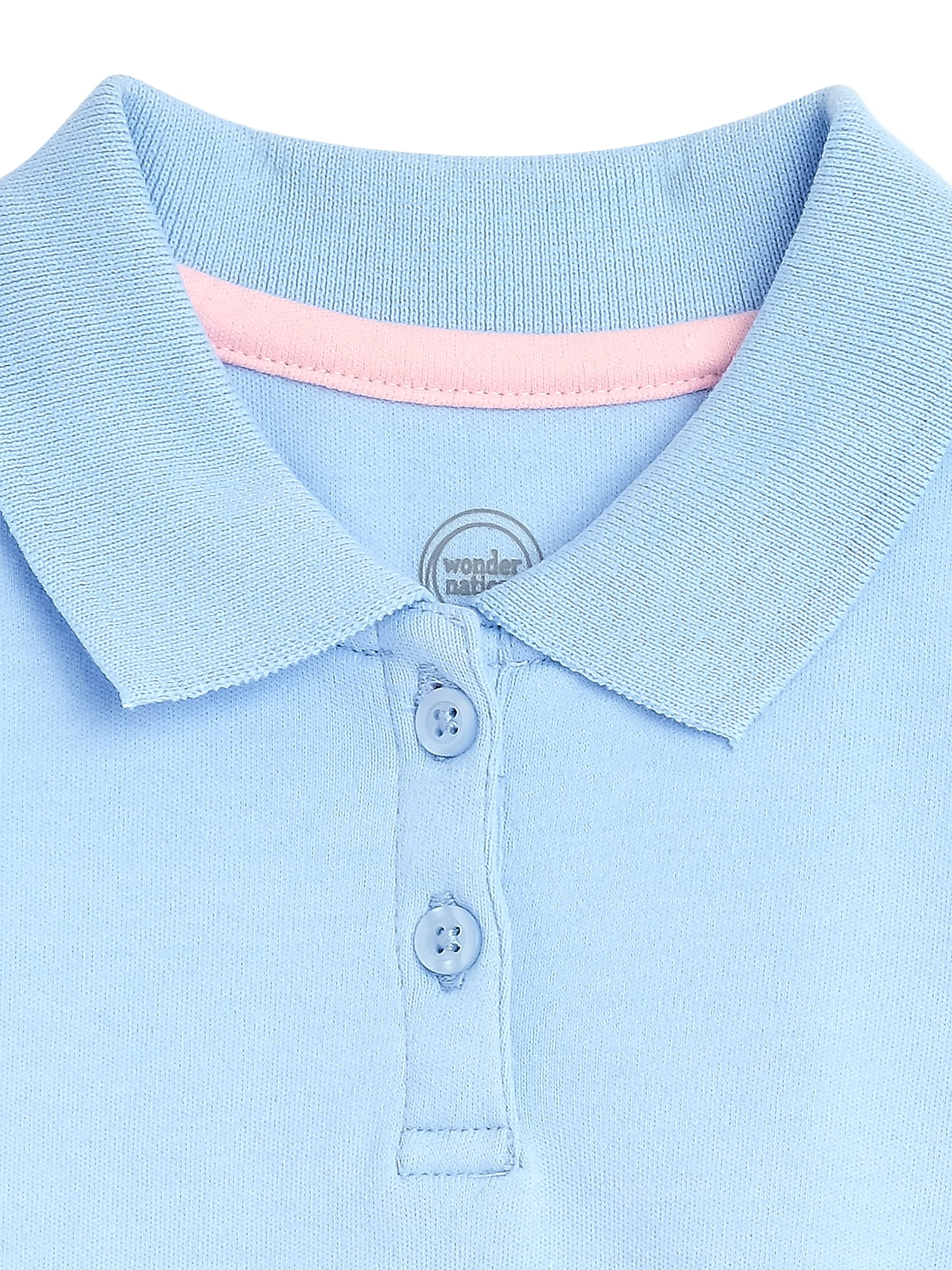 Wonder Nation Toddler Girls School Uniform Interlock Polo Shirt with Short Sleeves, 2-Pack